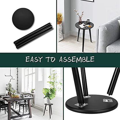 Indoor Plant Stand, Modern Plant Table 16.5" Tall Wood Mid Century Flower Holder Small Round Side End Table - color: Black, size: 16.5"