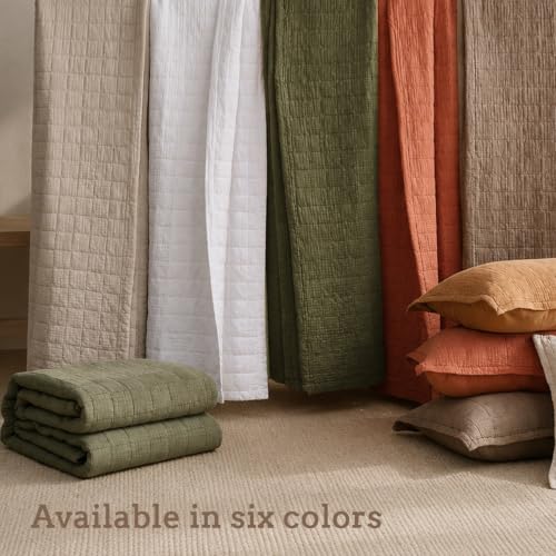 Pre-Washed Cotton King Size Quilt Set 98x106 Waffle Textured | Lightweight Breathable Bedspread Coverlet,All Season Bedding Set,Fits King & Cal King，with 2 Pillow Shams Beige - color: Beige, size: King-98x106