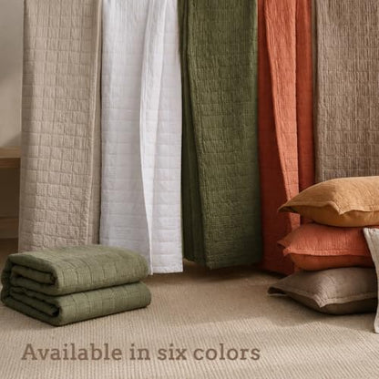Pre-Washed Cotton King Size Quilt Set 98x106 Waffle Textured | Lightweight Breathable Bedspread Coverlet,All Season Bedding Set,Fits King & Cal King，with 2 Pillow Shams Beige - color: Beige, size: King-98x106