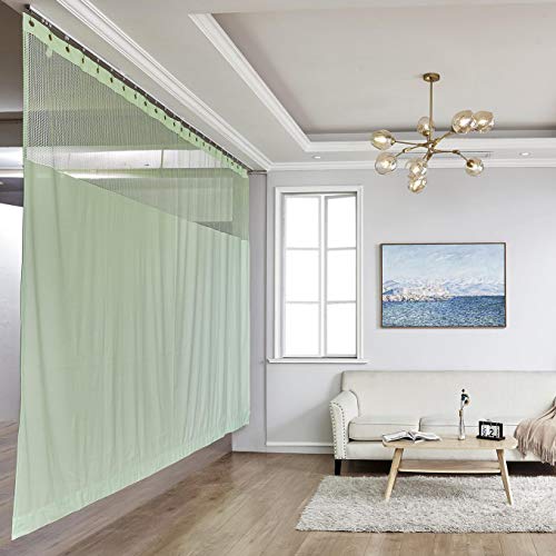 TWOPAGES 5ft Wide x 8ft Tall Room Divider Privacy Cubicle Curtain with Grommet Top (1 Panel,Olive) - color: Olive, size: 60"W x 96"L (Pack of 1)