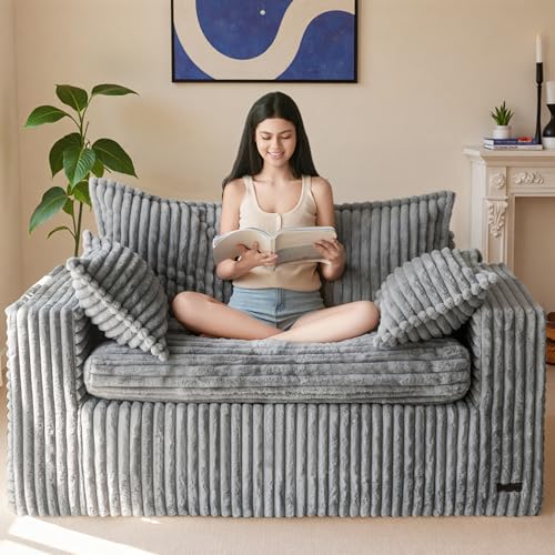 MAXYOYO Boneless Couch, 59-Inch Couch in a Box, Deep Loveseat | Foam-Filled Boneless Loveseat, Deep Seating for Two with No Assembly, Ideal for Living Rooms, Apartments, Dark Grey - color: Dark Grey