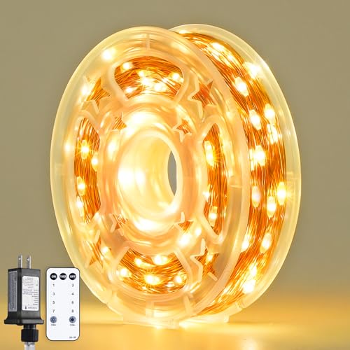 JMEXSUSS 99 ft 300 LED 8 Modes Twinkle Fairy Lights Plug in | Remote Control String Lights with Wheel, Warm White Christmas Lights Indoor Outdoor Waterproof for Bedroom Christmas Decor - color: Warm White, size: 99FT 300LED
