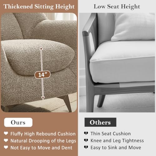 34.6" Oversized Accent Chairs with WingBack, Set of 2, Teddy Camel | High Back, Wide Armrests, Metal Legs, Cozy Deep Seat Armchair , Reading Chair for Living Room, Bedroom, Apartment, Office - color: Camel, size: Set of 2