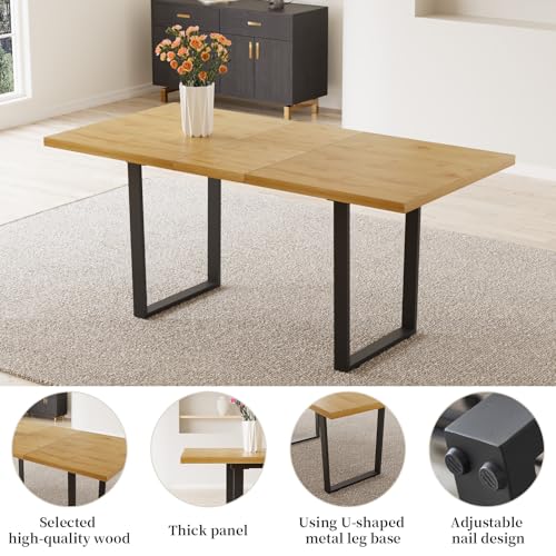 Mid-Century Extendable Dining Table Set, 51"-67", 6 Upholstered Chairs - color: Table With 4 Brown Chairs, size: 51"-67"
