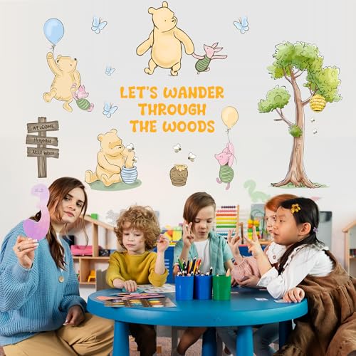 Winnie Wall Stickers for Kids, Winnie Character Stickers, The Pooh Inspirational Sticker, The Pooh Removable Sticker for Kids Baby Nursery Children Room Living Room Bedroom Playroom Wall Decoration - style: Winnie 03