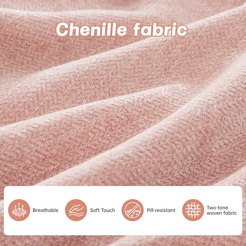 Modular Loveseat Sofa Mini Couch with Premium Chenille Fabric and Tufted Pleated Backrest Flexible Small Couch for Bedroom and Living Room Ergonomic 2-Seater Sofa for Adults and Compact Spaces (Pink) | Sturdy & Durable - color: Pink