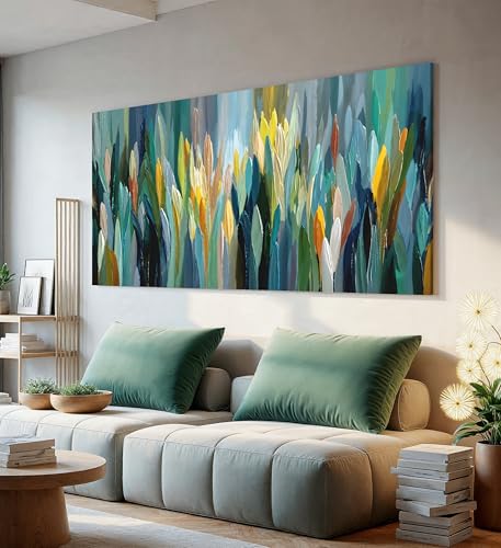 Modern Abstract Wall Art Prints Vibrant Teal Green Prints Canvas Art Wall Decor For Living Room Abstract Art Aesthetic Home Wall Decor Picture For Bedroom Office Apartment Interior Decoration 20×40 Inch - color: LAI-12J, size: 40"L x 20"W