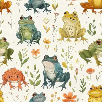 17.7"x118" Boho Cartoon Frogs Peel and Stick Self Adhesive Wallpaper Removable Contact Paper Stick on Easy Peel Off Wall Paper for Kitchen Bedroom Bathroom Renter - size: 17.7" x 118"
