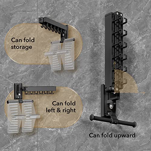 ZdwCyl Wall Mounted Clothes Hanger,Clothes Drying Rack,Laundry Drying Rack,Drying Rack Clothing,Laundry Hanger Rack,Retractable Dryer Racks,Collapsible, Aluminum,can be Fold Upward & Left & Right - color: Black-upgrade