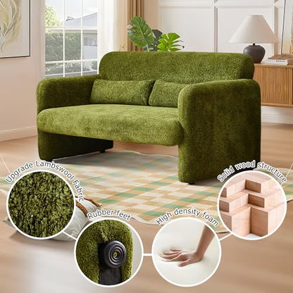 59" W Loveseat Sofa, Modern Love seat Couch, Solid and Easy to Install, Upholstered 2-Seater Couch for Bedroom, Apartment, Living Room，Green - color: Green, size: 30.31"D x 59.08"W x 31.5"H