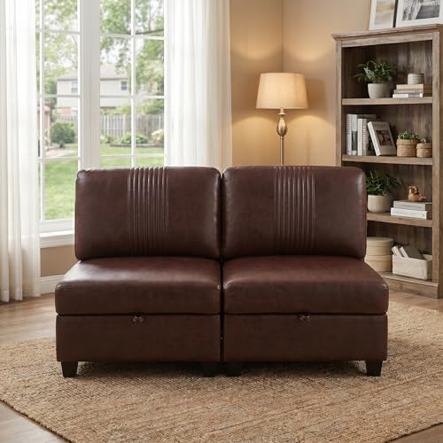 Flexible PU Modular Sofa, Convertible Shapes, Storage & Sleeper Function for Living Room-2seats