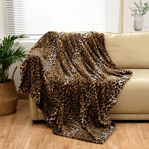 Bnuitland Leopard Print Fleece Flannel Throw 50x40inch, 300 GSM Double Sided Lightweight for Bed Sofa Travel, Super Soft Fuzzy Fluffy Cheetah Print Blanket for Babies/Kids/Pets - color: Leopard Brown, size: Crib
