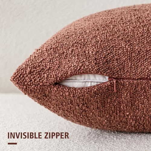 Foindtower Pack of 2, Decorative Textured Boucle Throw Pillow Covers Accent Solid Pillow Cases Soft Cozy Couch Cushion Case for Chair Sofa Bedroom Living Room Home Decor 16x16 Inch Orange Rust Red - color: Ocher, size: 16" x 16" (Pack of 2)