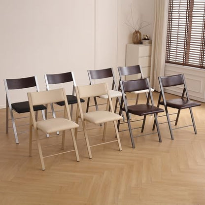 Folding Chairs 2 Pack, 450Lbs Steel Frame Foldable Dining Chairs, White | 1.37" Folded, Waterproof Rustproof Indoor Outdoor Padded Folding Chairs for Dining Room, Conference Rooms, Weddings, Events - color: White