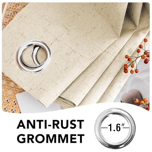 H.VERSAILTEX 100% Blackout Curtains for Bedroom Thermal Insulated Linen Textured Curtains Heat and Full Light Blocking Drapes Living Room Curtains 2 Panel Sets, Bleached Sand, 42x63 Inch - color: Bleached Sand, size: 42"W x 63"L (Pack of 2)