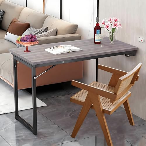47.2" x19.7" Wall Mounted Folding Table, Dropdown Table for Laundry Room, Fold Down Desk for Small Saving Spaces Floating Desk Children Work Bench (Gray, 47.2"x19.7") - size: 47.2"x19.7"