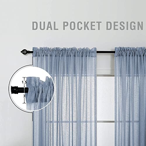 KOUFALL Nursery Curtains Baby Boys Room,Light Dusty Blue Sheer Classroom Curtains for Windows,63 Inch Length 2 Panel Set - color: Dusty Blue, size: 52"W x 63"L (Pack of 2)