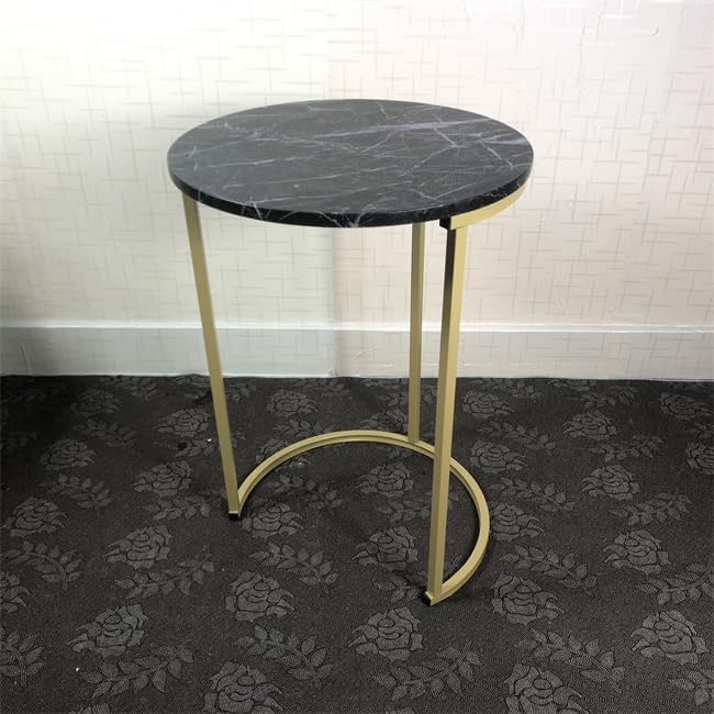 HYGRAD BUILT TO SURVIVE Set of 3 Round Wooden/Steel Nesting Side Stacking Sofa Side Coffee Tables, Small Space Coffee Tea Table for Hallway Living Room Bedroom, Home, Office (Black/Gold) - color: Black/Gold