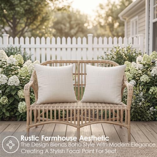Linen Burlap Textured Pillow Covers 20x20 Inch Beige Set of 2 | Plaid Pillow Covers with Hidden Zipper,Soft Farmhouse Cushion Covers for Couch Sofa Living Room Bedroom,Machine Washable - color: Beige, size: 20" x 20" (Pack of 2)