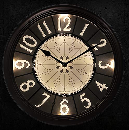 12.6" Illuminated Farmhouse Wall Clock | Silent Battery-Operated Night Light Wall Clock, Smart LED Sensor, Living Room, Kitchen, Bath, Oil-Rubbed Bronze - color: Oil Rubbed Bronze, size: 12.6"