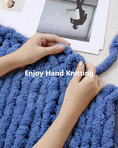 Cozyful Chunky Yarn for Hand Knitting, #9 Thick Jumbo Big Chunky Yarn for Crocheting, Super Chunky Knit Blanket Yarns, Large Chunky Chenille Yarns, 8 Pack (30 yds 8 oz Each Skein), Country Blue - color: Country Blue