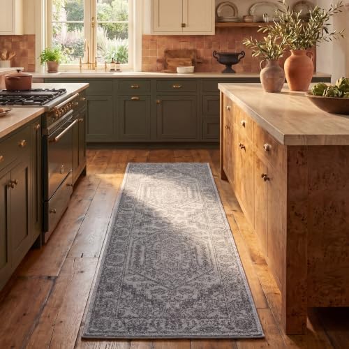 SAFAVIEH Adirondack Collection Runner Rug - 2'6" x 8', Light Grey & Dark Grey, Oriental Medallion Design, Non-Shedding & Easy to Clean, Ideal for Ideal for Hallway, Foyer, Kitchen, Bedroom (ADR108C) - color: Light Grey/Dark Grey, size: 2'6" x 8' (Runner)