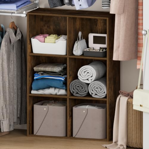Furinno Reed 6-Cube Closet Organizers and Storage, Amber Pine | Closet Storage, Closet Organizer for Bedroom, Study Room, Hallway - color: Amber Pine, size: 6-Cube