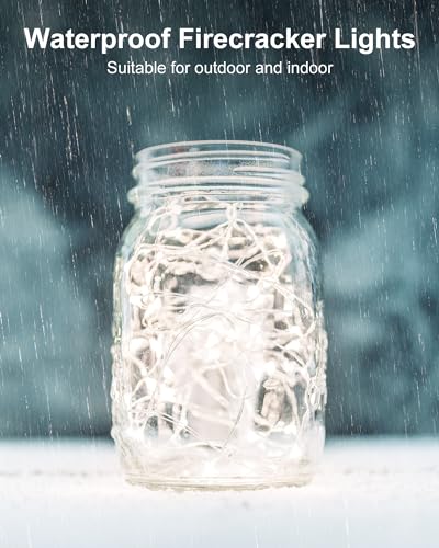 Minetom Fairy Lights Battery Operated, Twinkle String Waterproof Silver Wire 5 Feet 60 Led Firecracker Starry for DIY Wreath Home Wedding Party Bedroom Mason Jar Holiday Christmas, Pure White - color: Pure White