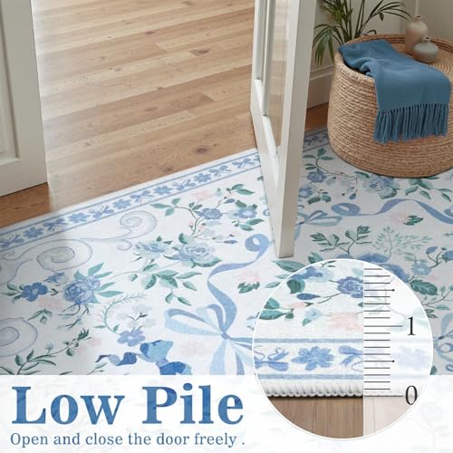 DCX floralbow-bluek Area Rugs3x5 - color: Blue, size: 3' x 5' (Rectangular)