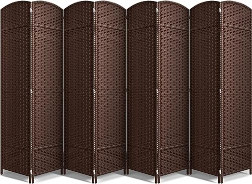 Sorbus 8 Panel Room Divider 6 ft. Tall - Privacy Screen, Extra Wide Double Hinged Panels, Mesh Hand-Woven Design, Partition Room Dividers and Folding Privacy Screens, Wall Divider for Room Separation - color: Chocolate, size: 8 Panel