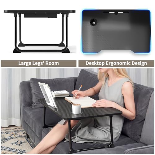 XX-Large Foldable Lap Desk for Adults,27.5 Inch Bed Desk for Breakfast, Working, Writing and Drawing, Usable on Bed, Sofa and Floor, Equipped with Storage Drawer, Cup Holder and Card Slot - size: 27.5*18.9inches