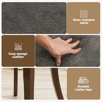 UVV Wooden Dining Chairs Set of 2, Mid Century Modern Upholstered Dining Room Chair Kitchen Chairs, Chenille Dinner Chair with Solid Wood Legs for Kitchen Dining Room, Dark Grey - color: Dark Grey, size: Set of 2
