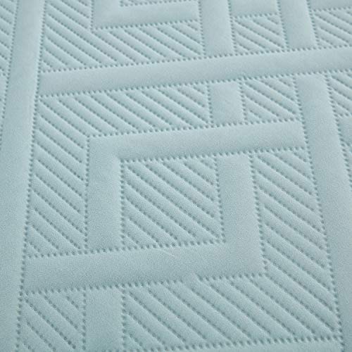 CHIXIN Quilt Queen Size - Geometric Pattern Bedspread Coverlet Set - Modern & Contemporary Style Bedding Cover, Ultrasonic Quilting, Reversible, Lightweight, 4 Piece, Seaglass - color: 1- Seaglass, size: Full/Queen(90"x92")