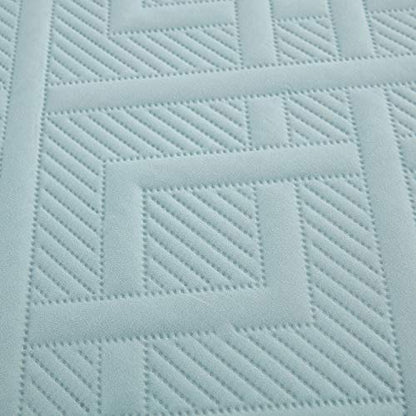 CHIXIN Quilt Queen Size - Geometric Pattern Bedspread Coverlet Set - Modern & Contemporary Style Bedding Cover, Ultrasonic Quilting, Reversible, Lightweight, 4 Piece, Seaglass - color: 1- Seaglass, size: Full/Queen(90"x92")