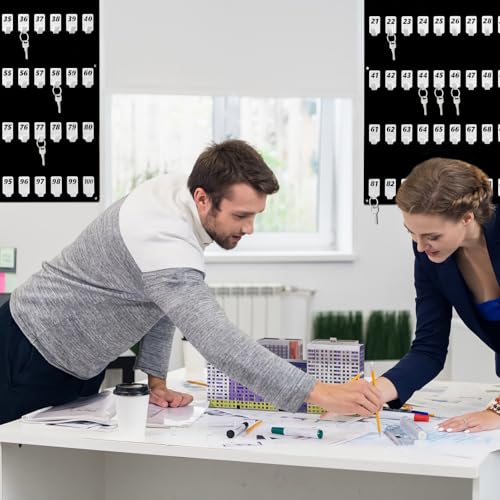 Beeveer Acrylic Key Holder Board with 100 Hooks, Wall Mount Organizer,Black | Ideal for Offices, Schools, Hotels and Dealerships, Durable Acrylic Construction, Numbered Key Slots, Easy Wall Mount Design - color: Black, size: 100 Hooks, style: Hook Only