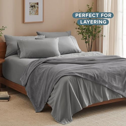 Bare Home Fleece Blanket Luxury Microplush (Full/Queen, Grey) | Ultra-Soft Lightweight Blanket for Bed, Sofa, and Couch, Cozy & Warm Blanket - color: 02 - Grey, size: Full/Queen