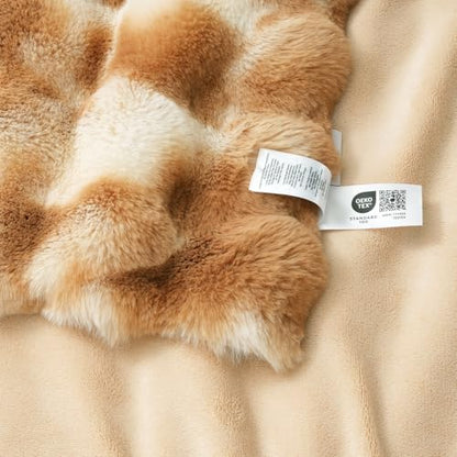 Faux Fur Throw Blanket, Ultra Soft Fuzzy Plush Bubble Blanket for Couch, Bed & Living Room, 60"x80", Tie-dye Khaki - color: Tie-dye Khaki, size: 60" x 80"