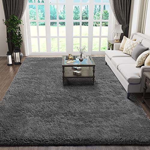 Ophanie Rugs for Living Room, Upgrade Non-Slip Fluffy Soft 5x8 Area Rug, Shag Large Fuzzy Plush Carpets for Bedroom Grey, Shaggy Gray Kids Boys Girls Dorm Nursery Decor with Over 99 pcs Pile fibers - color: 1- Grey, size: 5' x 8' (Rectangular)