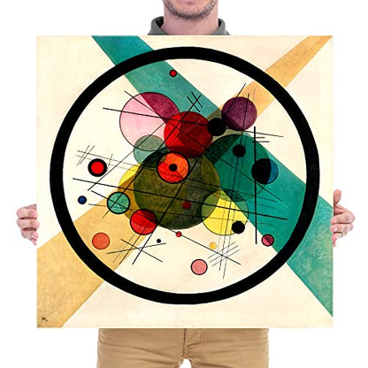 Wieco Art Canvas Prints Wall Art Circles in a Circle, 1923 by Wassily Kandinsky Classic Abstract Art Reproductions Canvas Wall Art for Living Room Home Decor Wall Decorations - size: 24"L x 24"W