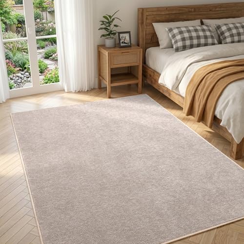 4x6 Oatmeal/White Area Rug Non-Slip Washable Soft for Bedroom Living Room | Soft丨Stays Put丨Low Pile Thin丨Lays Flat丨Kid & Pet Friendly丨Dorm丨Dining Room丨Nursery丨Indoor丨Laundry丨Kids Room丨Carpet丨Home Decor - color: Light Tan, size: 4' x 6' (Rectangular)