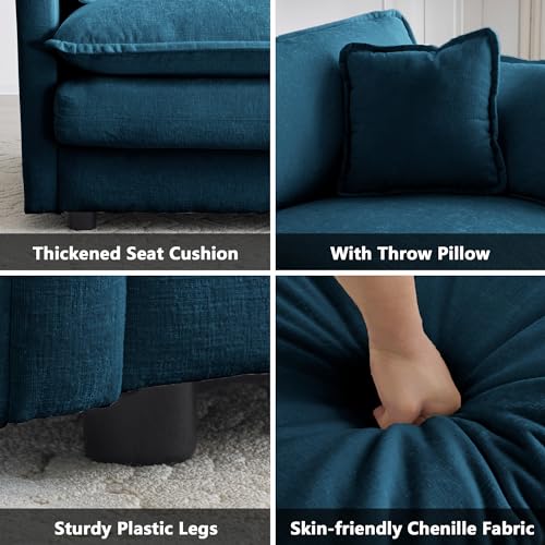 Modular Sectional Sofa, 146.5 Inch U Shaped Couch Set for Living Room, 4-Seater Comfy Cloud Couches with Two Movable Ottoman, DIY Combination, Chenille, Blue - color: Blue, size: 146.5 Inch- U