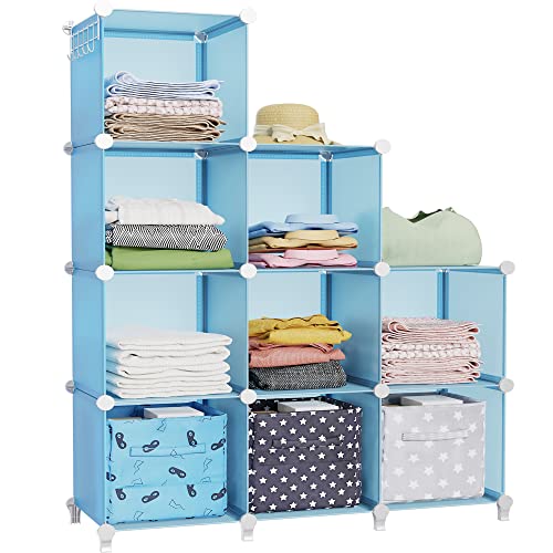 HOMIDEC Closet Organizers and Storage, 9 Cube Storage Organizer, Blue | Portable Closet Organizer Storage Cubes Shelves for Bedroom, Kids Room, Bathroom, Wardrobe - color: Blue, size: Large