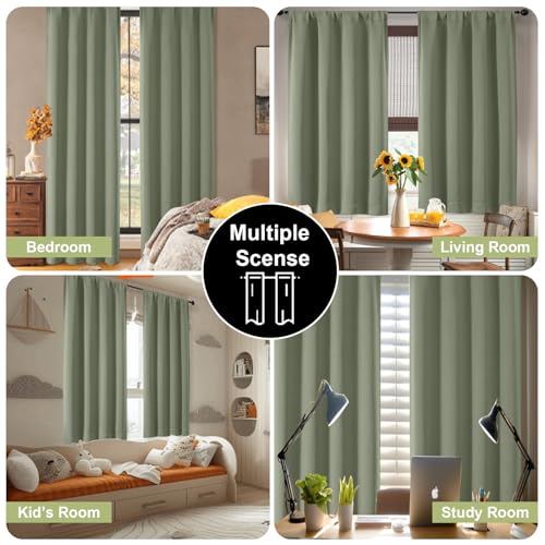 Sally Sage Green Blackout Kitchen Curtains 36 Inch Length 2 Panels Set, Half Small Window Rod Pocket Room Darkening Curtains Tiers for Kitchen Bathroom, 2 Pcs Each W40 x L36 Inch, Sage Green - color: Sage Green, size: 40"W x 36"L (Pack of 2)