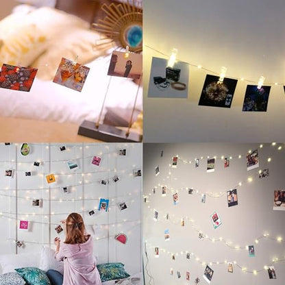 33Ft Photo Clip Fairy Lights with 50 Clips - LECLSTAR 100 LED String Lights for Hanging Pictures, USB Powered - Perfect Bedroom and Wedding Decor