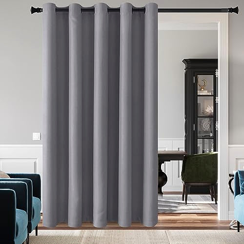DWCN Light Grey Blackout Curtain Panel for Bedroom - Thermal Insulated Energy Saving Grommet Blackout Drapery for Patio Door, Room Divider Long Curtain, W60 inches by L96 inch, 1 PC - color: Light Grey, size: 60"W x 96"L (Pack of 1)