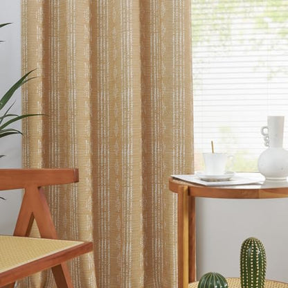 jinchan Boho Blackout Curtains 63 Inch Length for Bedroom Living Room | White on Mustard Yellow Geometric Grommet Curtains Room Darkening Thermal Insulated Window Treatments 2 Panels - color: Boho | White on Mustard Yellow, size: 52"W x 63"L (Pack of 2)