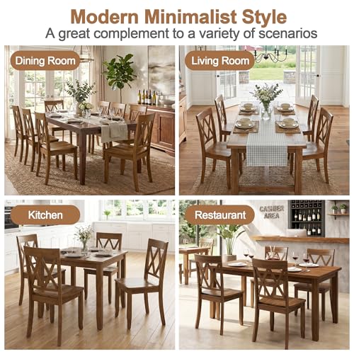 DUHOME Wood Dining Chairs Set of 2,Farmhouse Dining Side Chairs with Cross Back Wooden Kitchen Chairs for Home Kitchen, Dining Room Walnut - color: Walnut, size: 2pcs