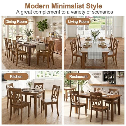 DUHOME Wood Dining Chairs Set of 2,Farmhouse Dining Side Chairs with Cross Back Wooden Kitchen Chairs for Home Kitchen, Dining Room Walnut - color: Walnut, size: 2pcs