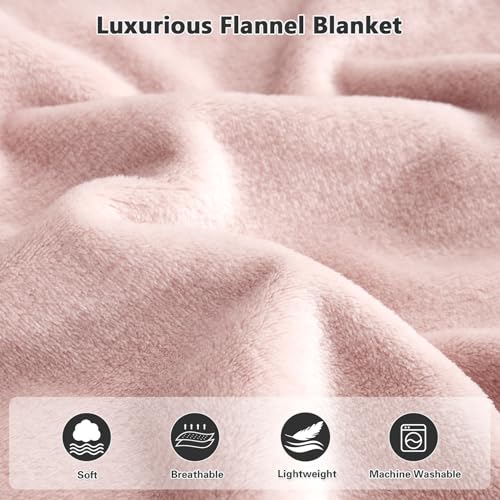 Lukeight Fleece Throw Blanket, Luxury Cozy Fuzzy Lightweight Soft Blankets for Sofa Couch Bed Car Travel and Camping (Pink, 50x60 Inches) - color: Solid Pink, size: 50 in x 60 in