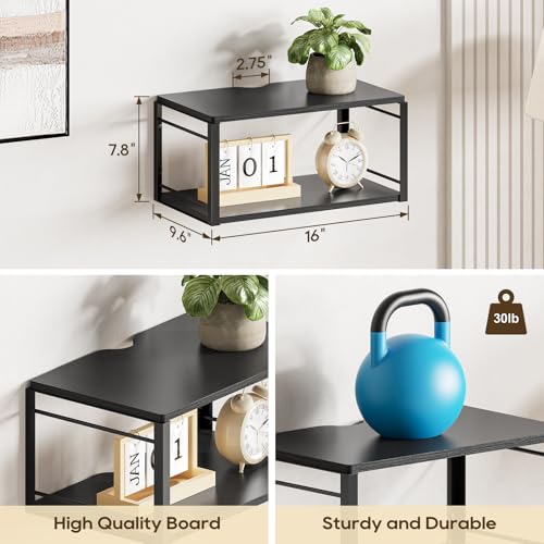 Floating Nightstand, Wood Bedside Shelf Wall Mounted Nightstand, Floating Bedside Table for Bedroom, Living Room, Bathroom, Kitchen, Office (Black) - color: Vintage Black-1